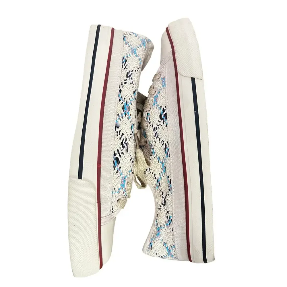 Mesh Canvas Boho Crochet Breathable Sneaker Sz 9